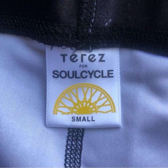 TEREZ SOUL CYCLE Printed Performance Capri Legging Black White Wheel SM - Picture 12 of 14